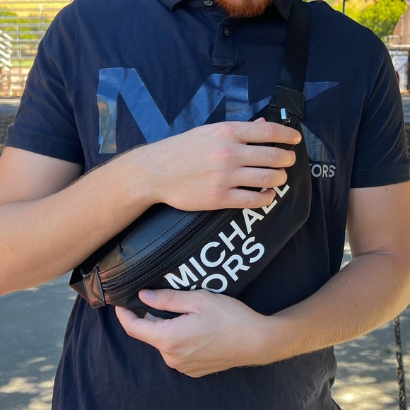 MICHAEL KORS MEN SIGNATURE LOGO POLO SHIRT TENNIS RUGBY NAVY BLUE MK CASUAL JOCK - Picture 5 of 16